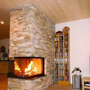 Cheminée P3 Mega Lungo, mit Verblender Naturstein, Thundorf